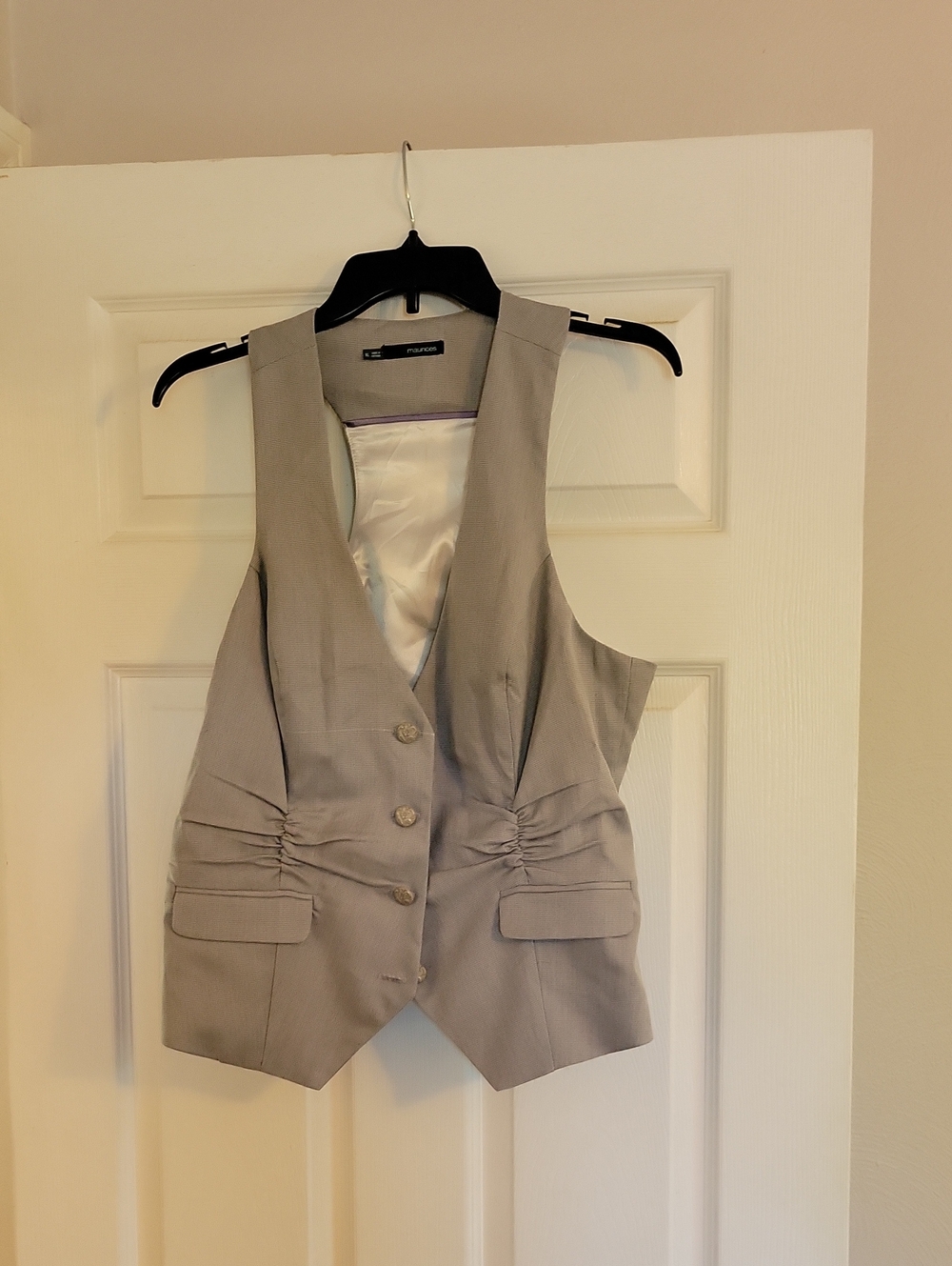 Maurices Light Gray Tailored Women's Vest with Ruched Sides